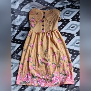 Strapless yellow flower dress extra small